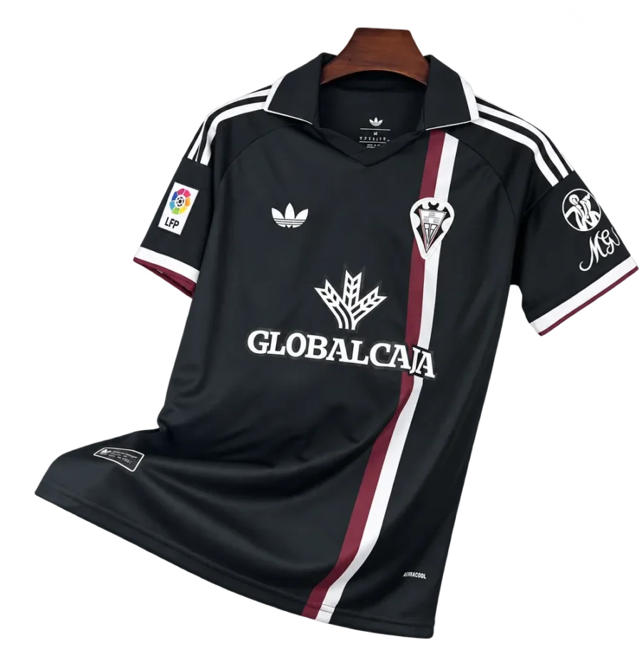 Albacete Balompié Retro-Trikot 2025/26 Sonderedition schwarz – Vorderseite