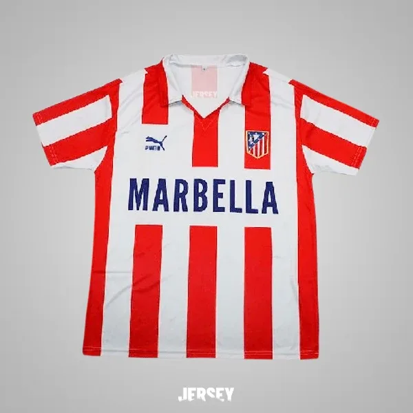 Atlético Madrid Retro-Trikot 1990/91 Heim – Vorderseite