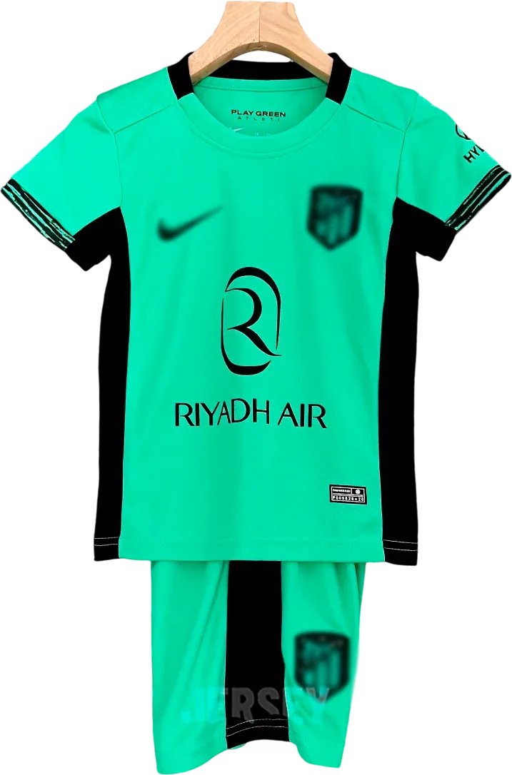 Atlético Madrid Retro-Trikot 2023/24 Ausweich für Kinder – Vorderseite