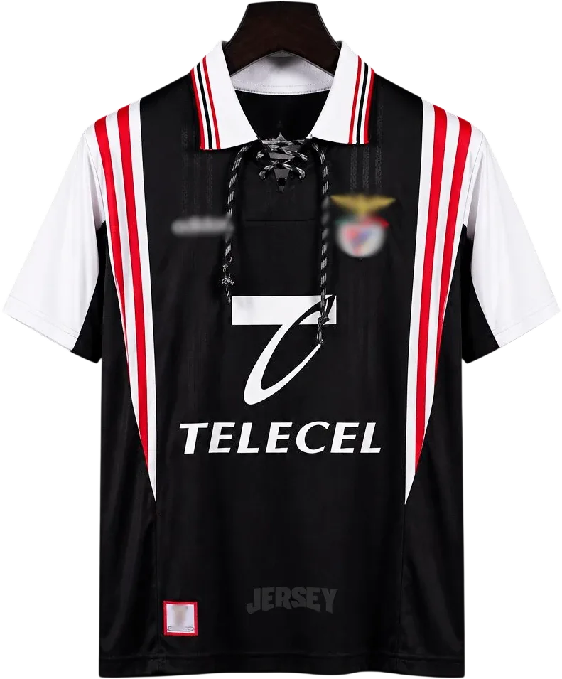 Benfica Lissabon Retro-Trikot 1997/98 Auswärts Variante schwarz – Vorderseite