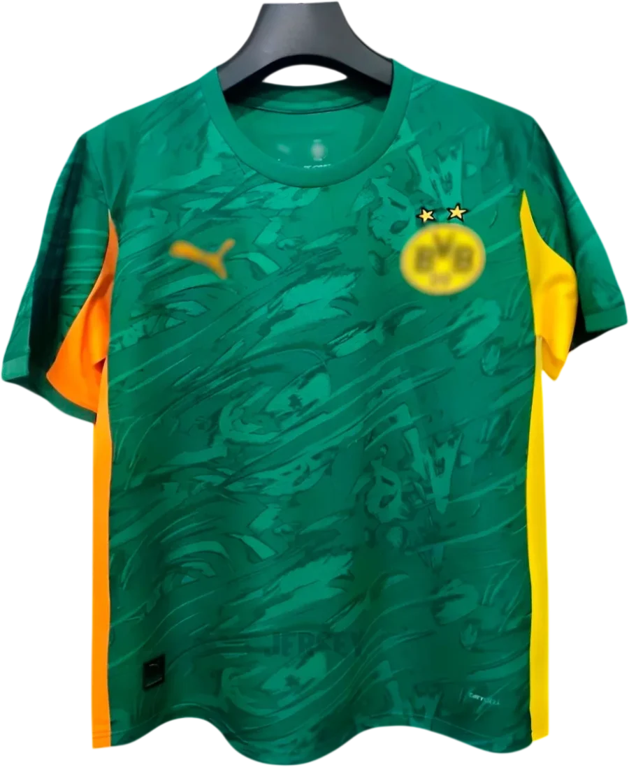 Borussia Dortmund Retro-Trikot 2025/26 Auswärts grüne Variante – Vorderseite