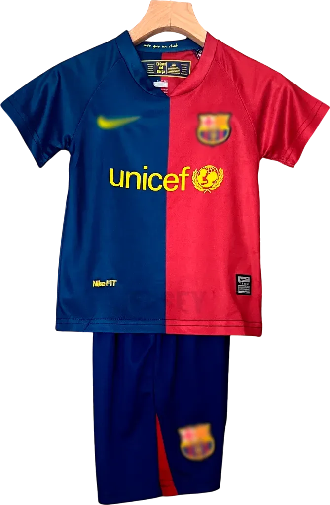 FC Barcelona Retro-Trikot 2008/09 Heim für Kinder – Vorderseite