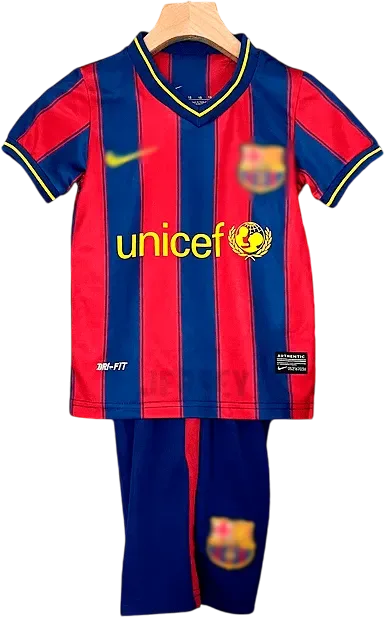 FC Barcelona Retro-Trikot 2009/10 Heim für Kinder – Vorderseite