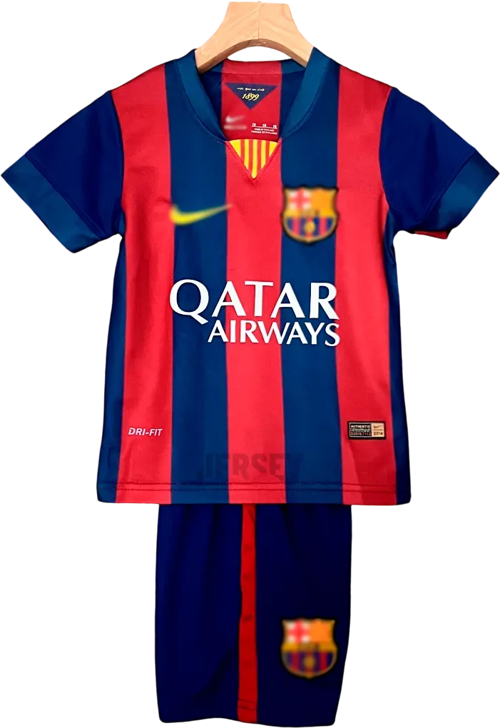 FC Barcelona Retro-Trikot 2014/15 Heim für Kinder – Vorderseite