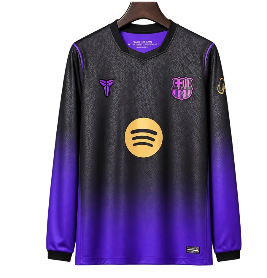FC Barcelona Retro-Trikot 2026/27 Sonderedition Kobe schwarz und violett – Vorderseite