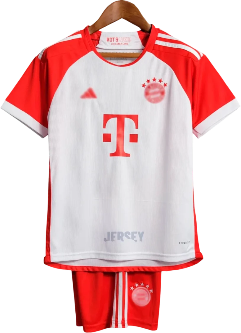 FC Bayern München Retro-Trikot 2023/24 Heim für Kinder – Vorderseite