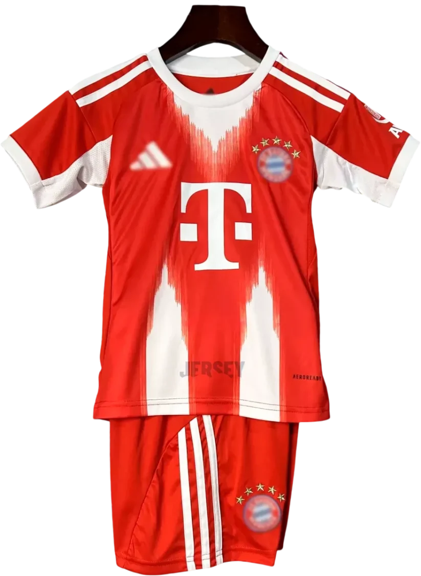 FC Bayern München Retro-Trikot 2025/26 Heim für Kinder – Vorderseite