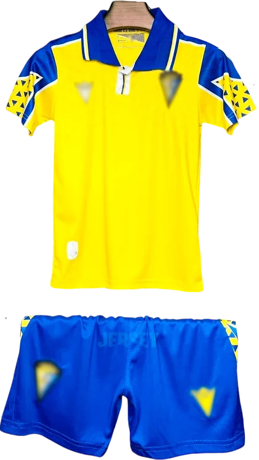 FC Cádiz Retro-Trikot 2024/25 Heim für Kinder – Vorderseite