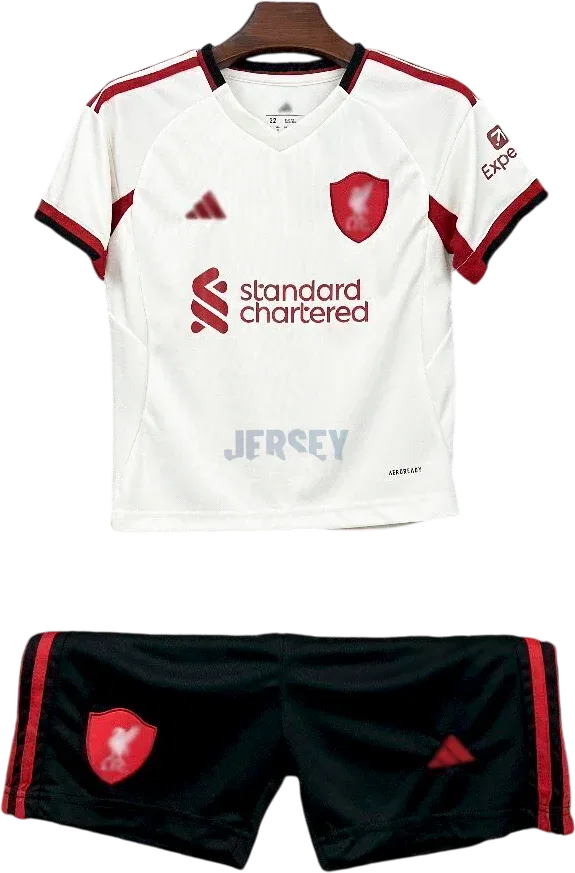 FC Liverpool Retro-Trikot 2025/26 Auswärts für Kinder – Vorderseite