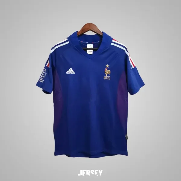 Frankreich Retro-Trikot 2002 Heim – Vorderseite