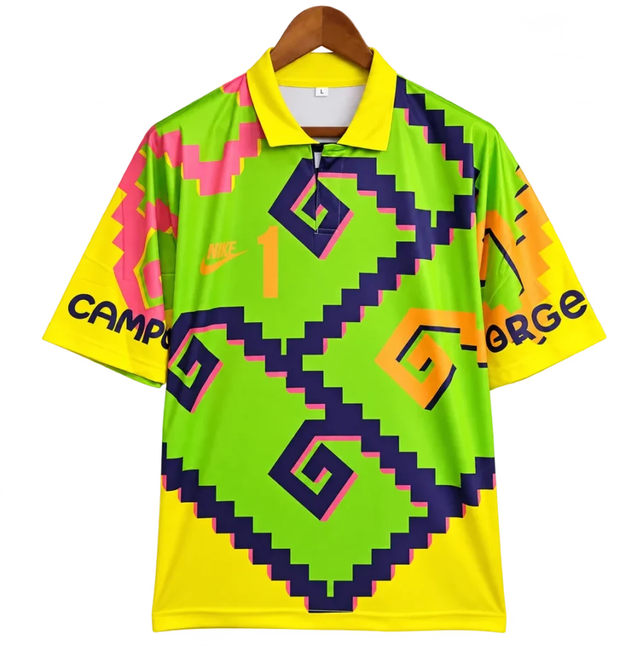 Mexiko Retro-Trikot 1995 Torwart Heim Campos 1 grün – Vorderseite