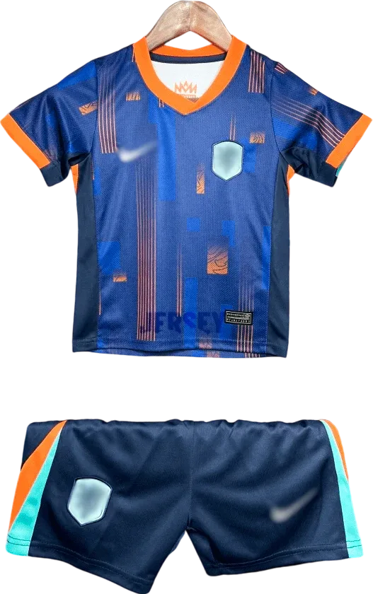 Niederlande Retro-Trikot 2024 Auswärts für Kinder – Vorderseite