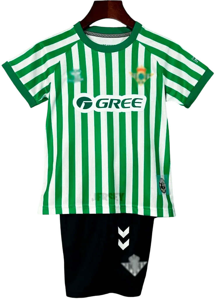 Real Betis Retro-Trikot 2025/26 Heim Conference League für Kinder – Vorderseite