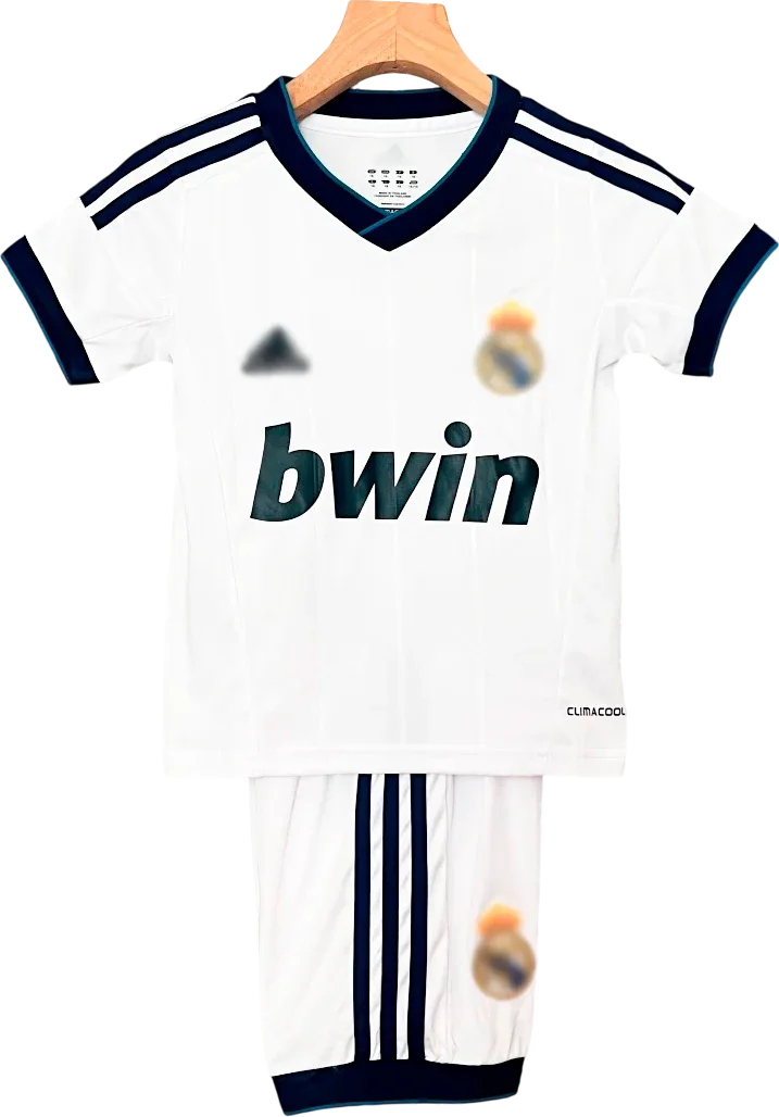 Real Madrid Retro-Trikot 2012/13 Heim für Kinder – Vorderseite