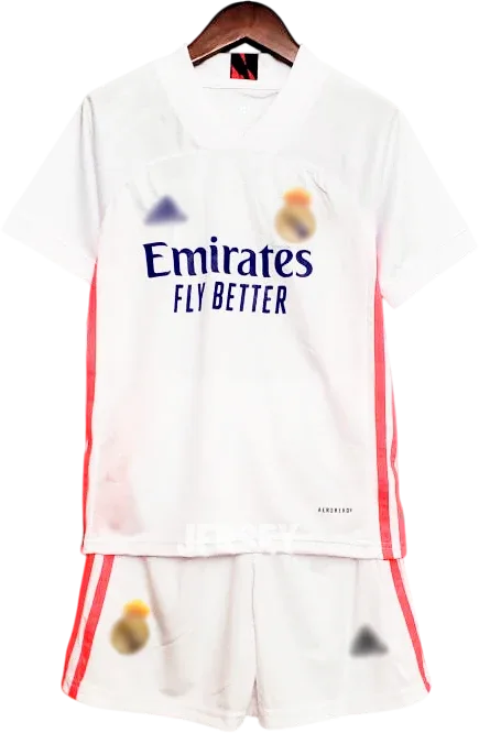 Real Madrid Retro-Trikot 2020/21 Heim für Kinder – Vorderseite