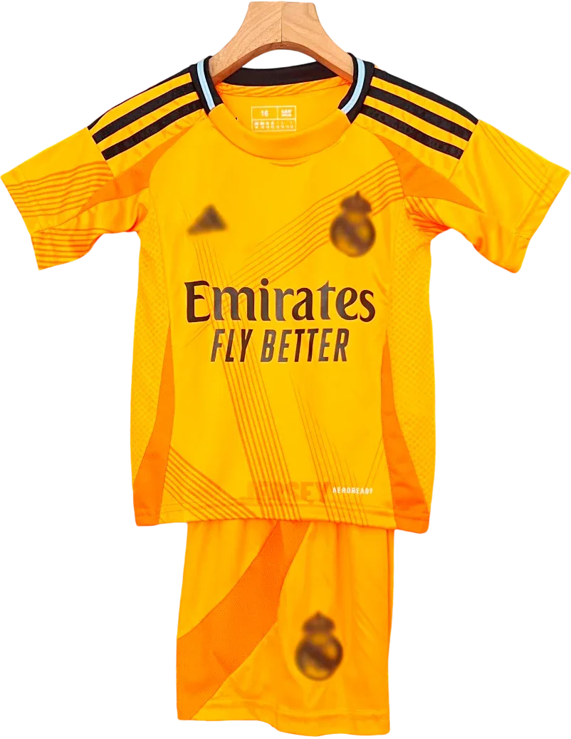 Real Madrid Retro-Trikot 2024/25 Auswärts für Kinder – Vorderseite