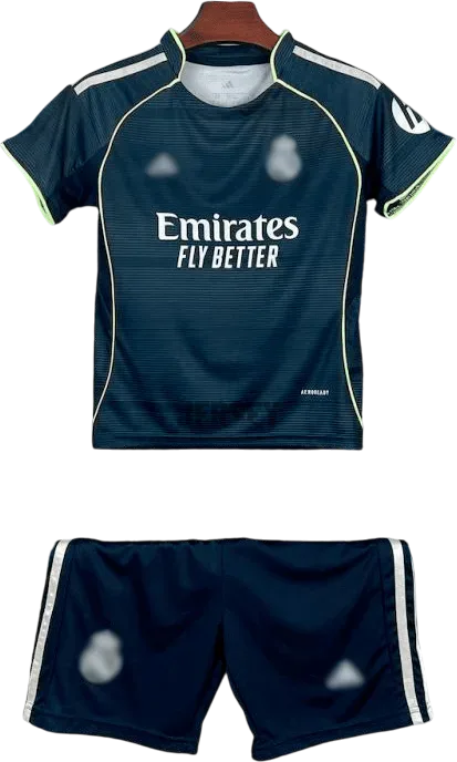 Real Madrid Retro-Trikot 2025/26 Auswärts für Kinder – Vorderseite