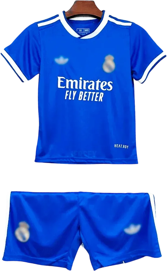 Real Madrid Retro-Trikot 2025/26 Ausweich für Kinder – Vorderseite