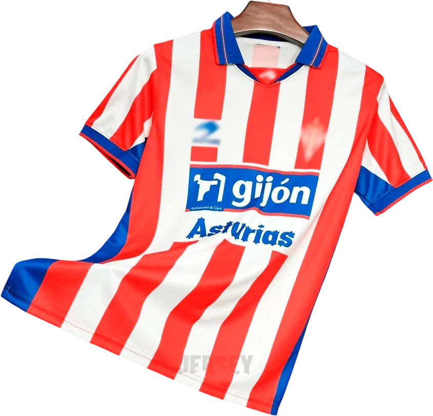Sporting Gijón Retro-Trikot 2001/02 Heim – Vorderseite