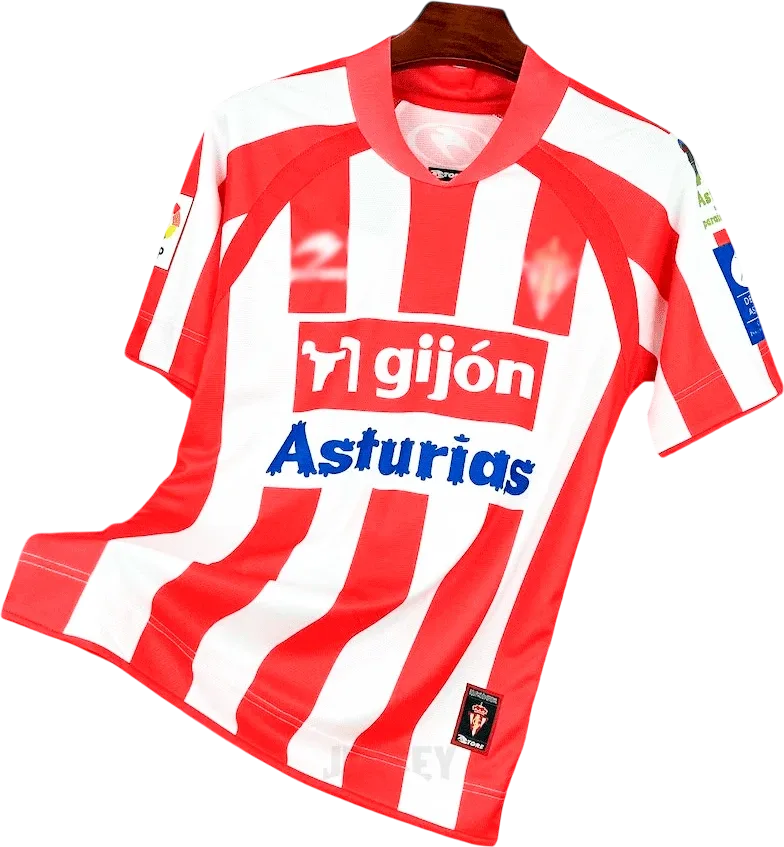 Sporting Gijón Retro-Trikot 2008/09 Heim – Vorderseite