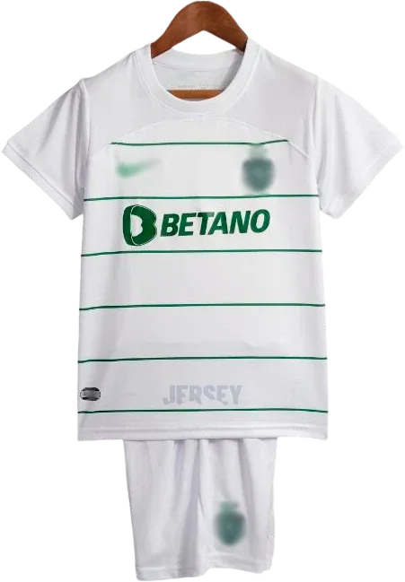 Sporting Lissabon Retro-Trikot 2023/24 Auswärts für Kinder – Vorderseite