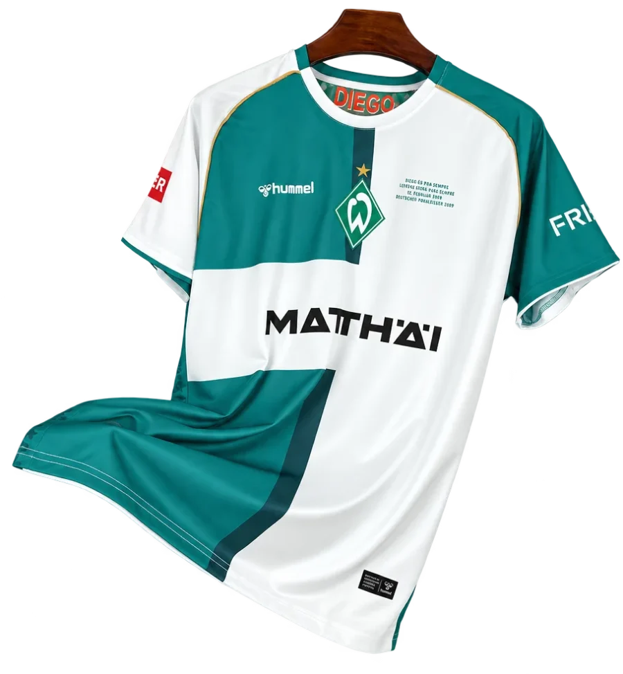 SV Werder Bremen Retro-Trikot 2025/26 Sonderedition Obrigado Diego – Vorderseite