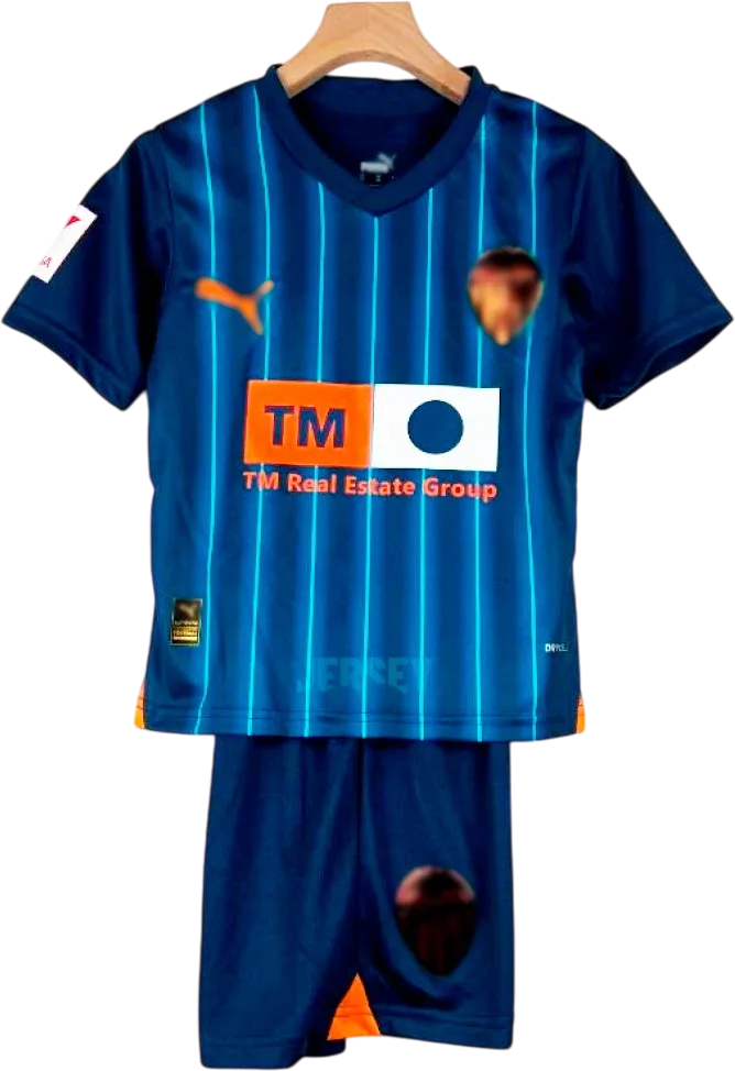 Valencia CF Retro-Trikot 2023/24 Auswärts für Kinder – Vorderseite